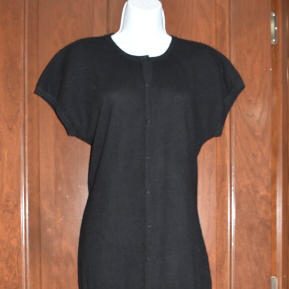 Neiman Marcus Black Cashmere Short Sleeve Button Up Sweater Size Large - Picture 4 of 12